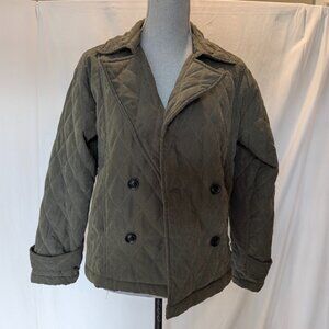 IJoah Quilted Pea Coat Jacket Womens  Moss Green  Size PM